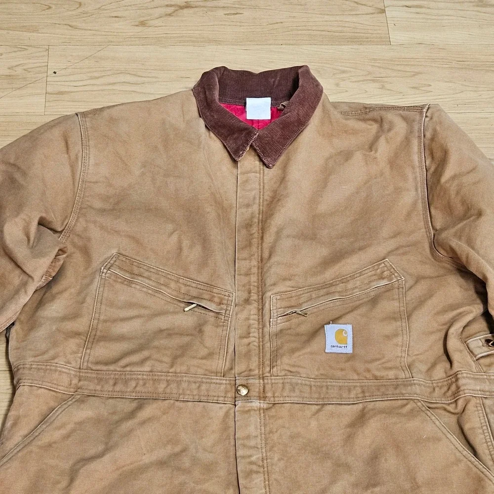 Carhartt X01 BRN Insulated Duck Canvas Coveralls Mens 54 Short Brown Made In USA